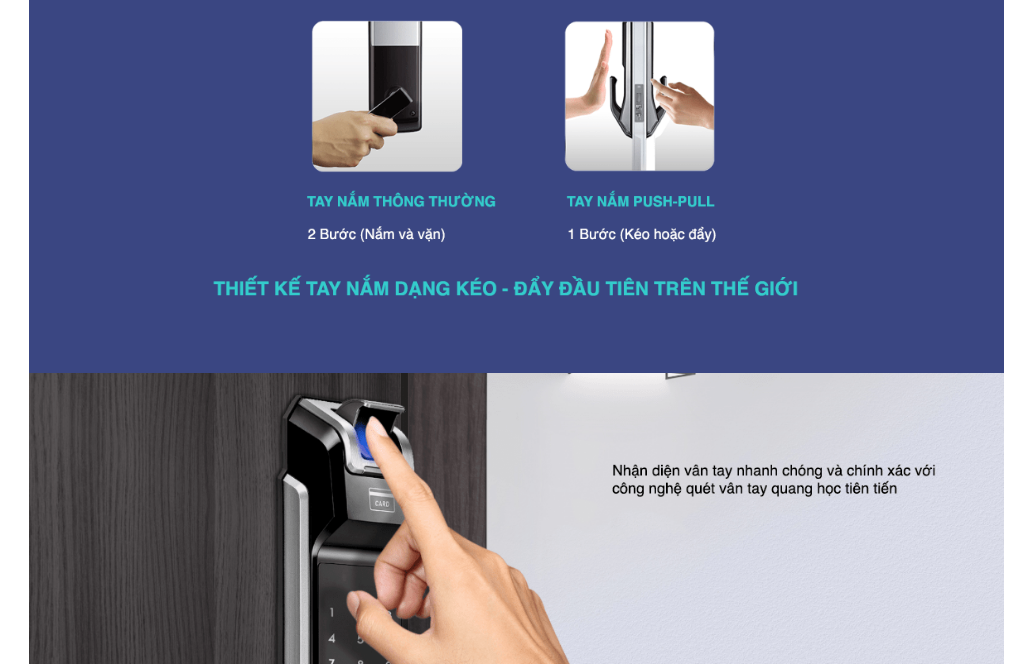 Khóa điện tử vân tay Samsung SHS-P718 Bạc