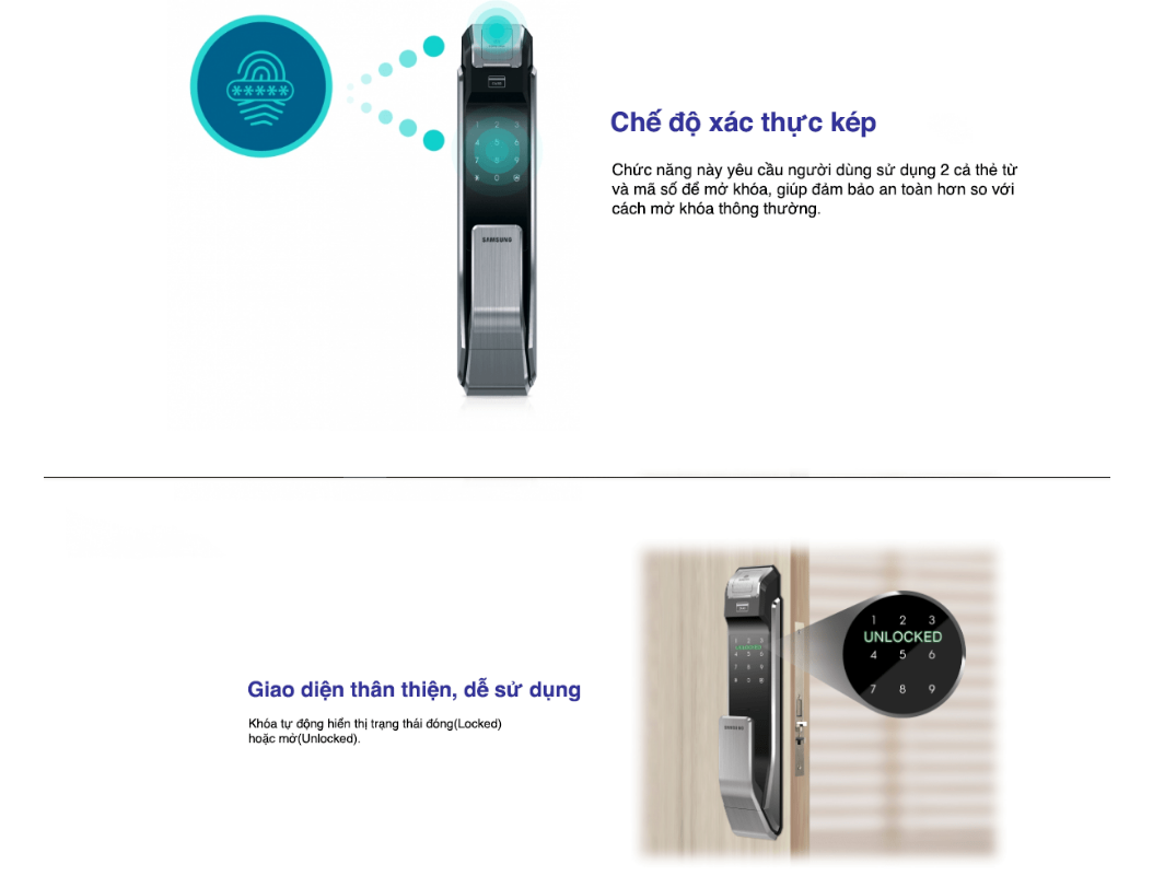 Khóa điện tử vân tay Samsung SHS-P718 Bạc